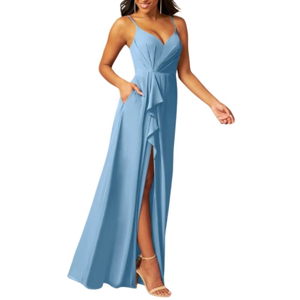 Azazie Kyedae Dress Steel Blue Size A8